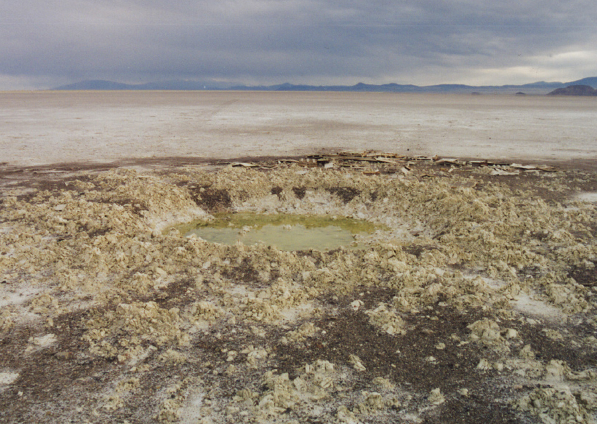 A photograph of a shallow hole filled with waste.