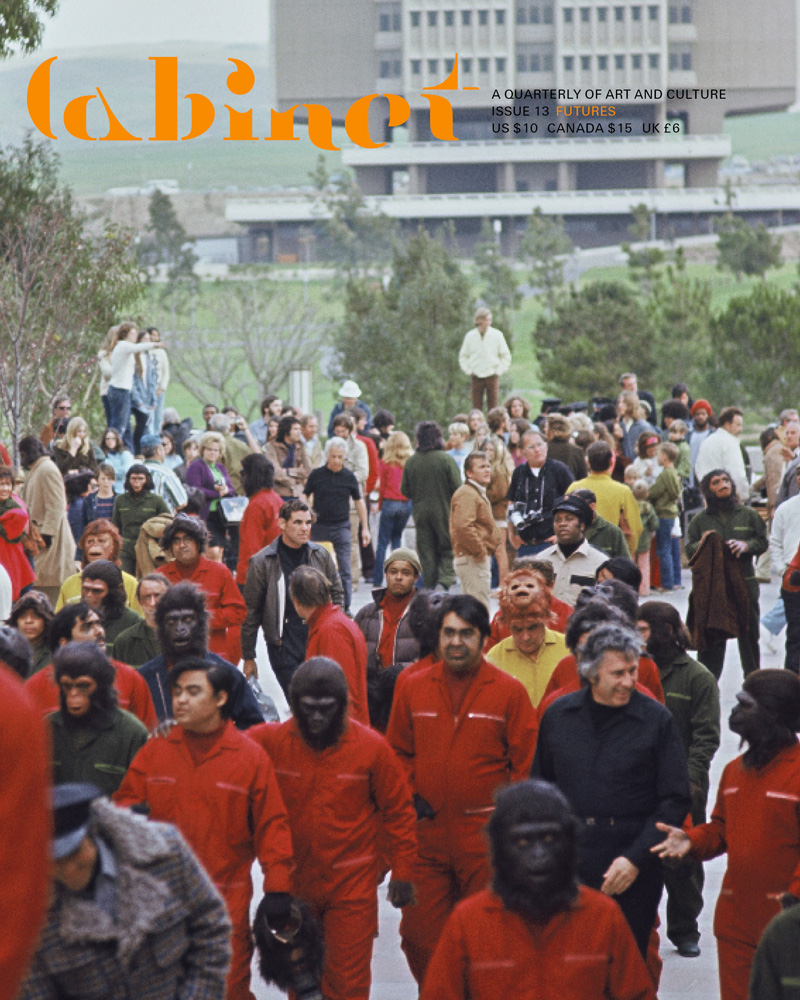 A 1972 photograph of the cast and crew of Conquest of the Planet of the Apes taking a break on the campus of University of California Irvine. The campus, which had opened in 1965, was chosen as the film’s location because of its brutalist buildings and barren landscape.