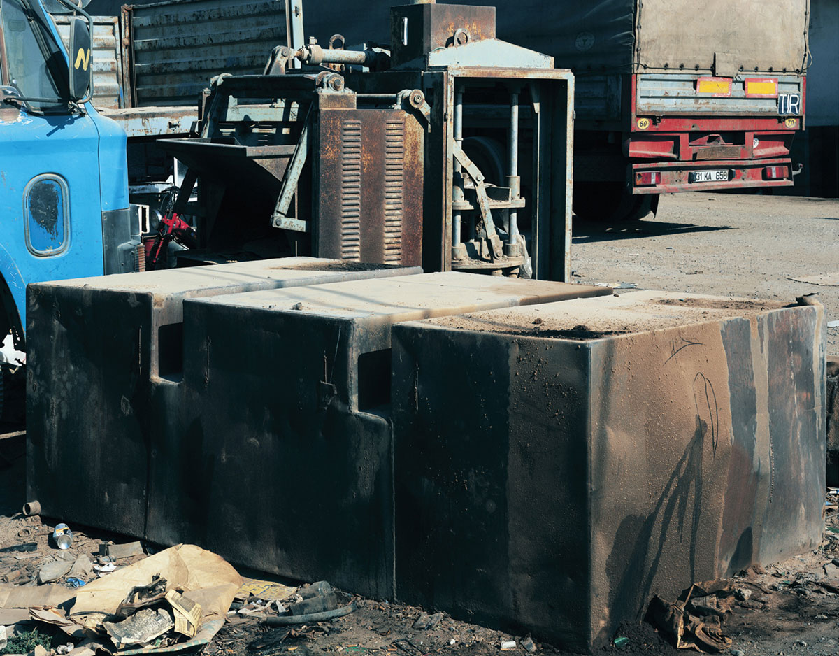 A photograph of a steel container found in a dumping ground in Kiziltepe, near the city of Mardin, 7 August 2003.