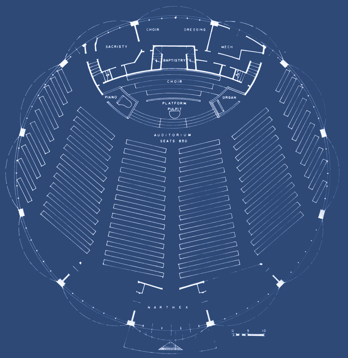 The floor plan for a building in the Calvary Southern Baptist Church complex.