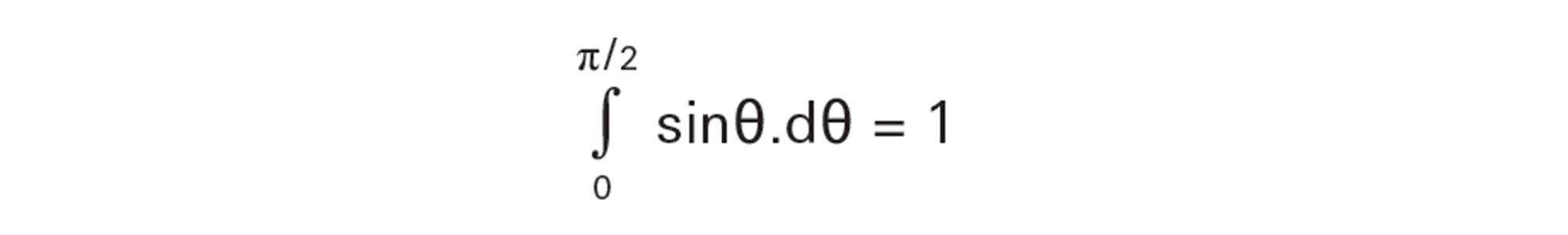 A mathematical equation that uses so-called integration to calculate the area in the shaded region under the sine curve.