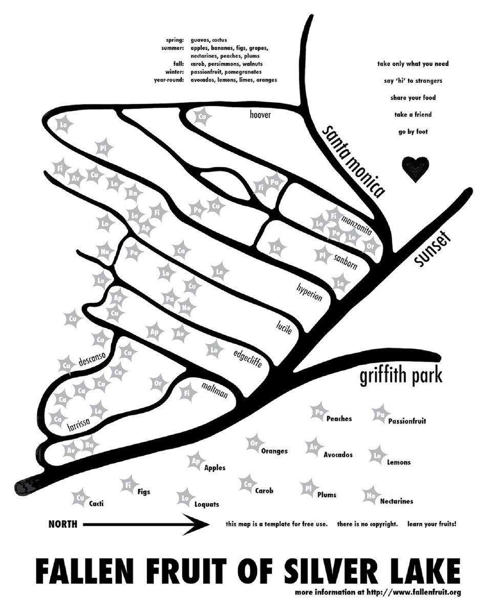 Fruit map of the Silver Lake neighborhood in Los Angeles, two thousand four.