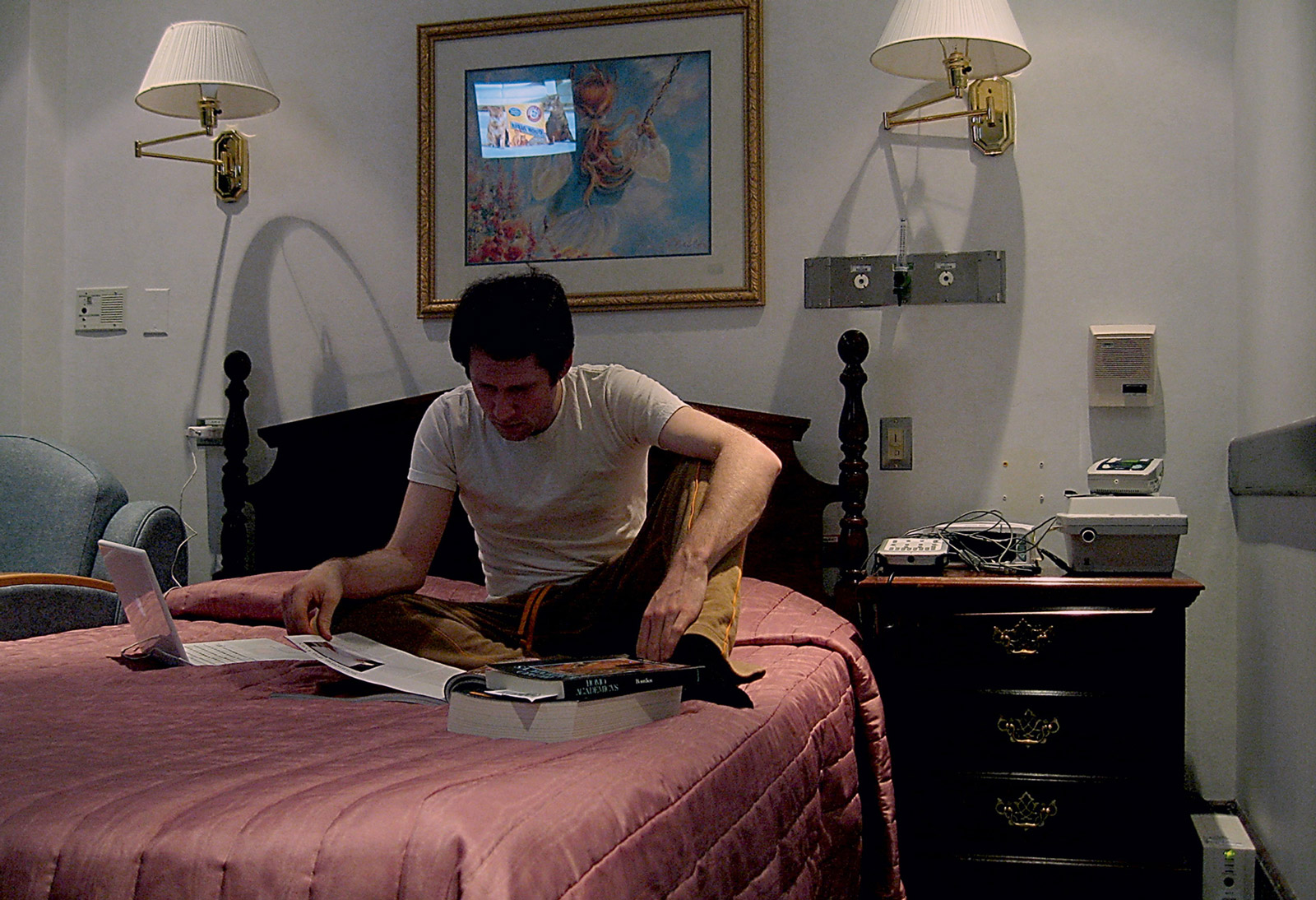  A photograph of Aaron Levy in his private monitoring suite at the Center for Sleep Medicine at Northern Westchester Hospital, New York. 