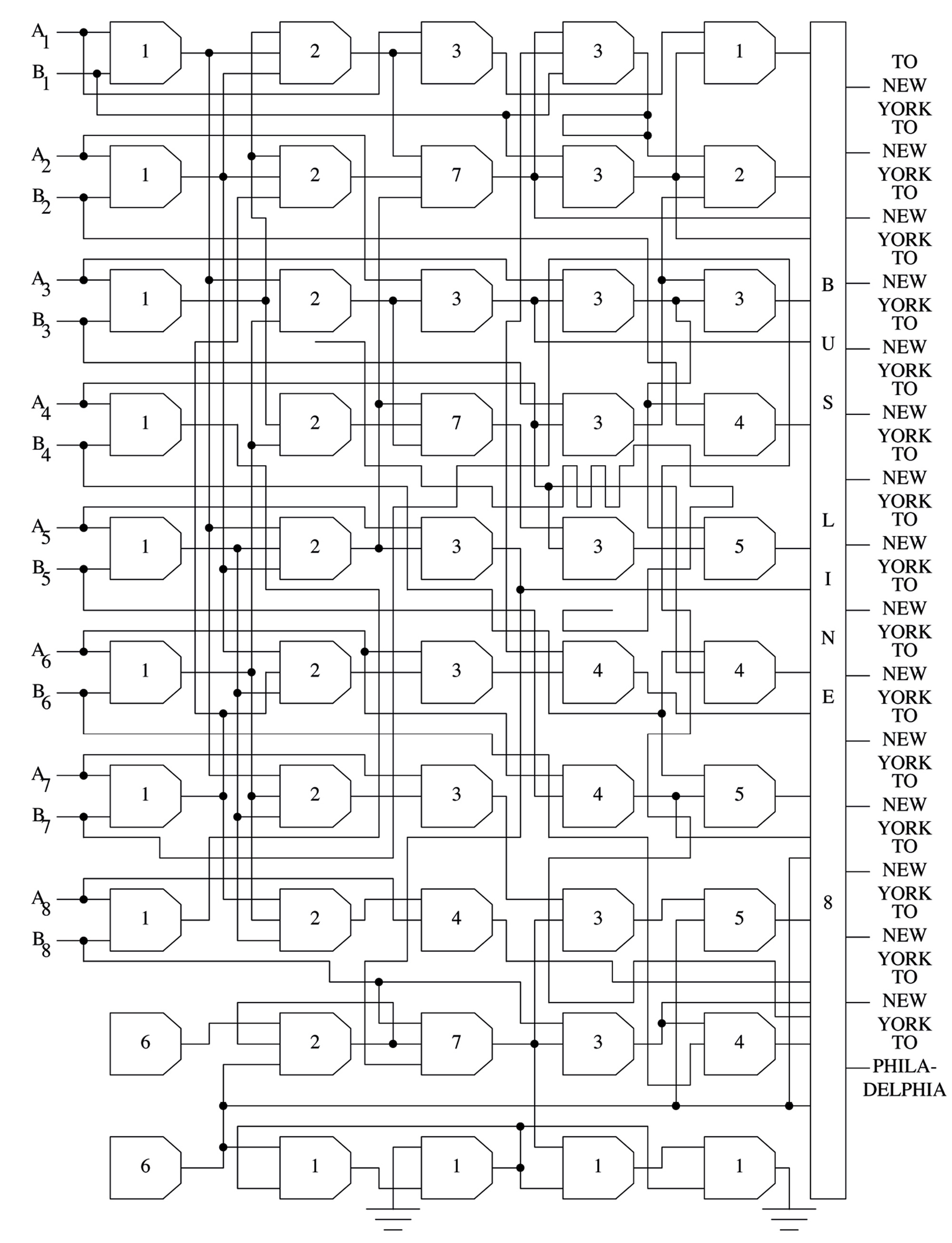 A nonsensical illustration titled “Circuitous diagram,” devised to illustrate the “Compiler Language with No Pronounceable Acronym” manual.