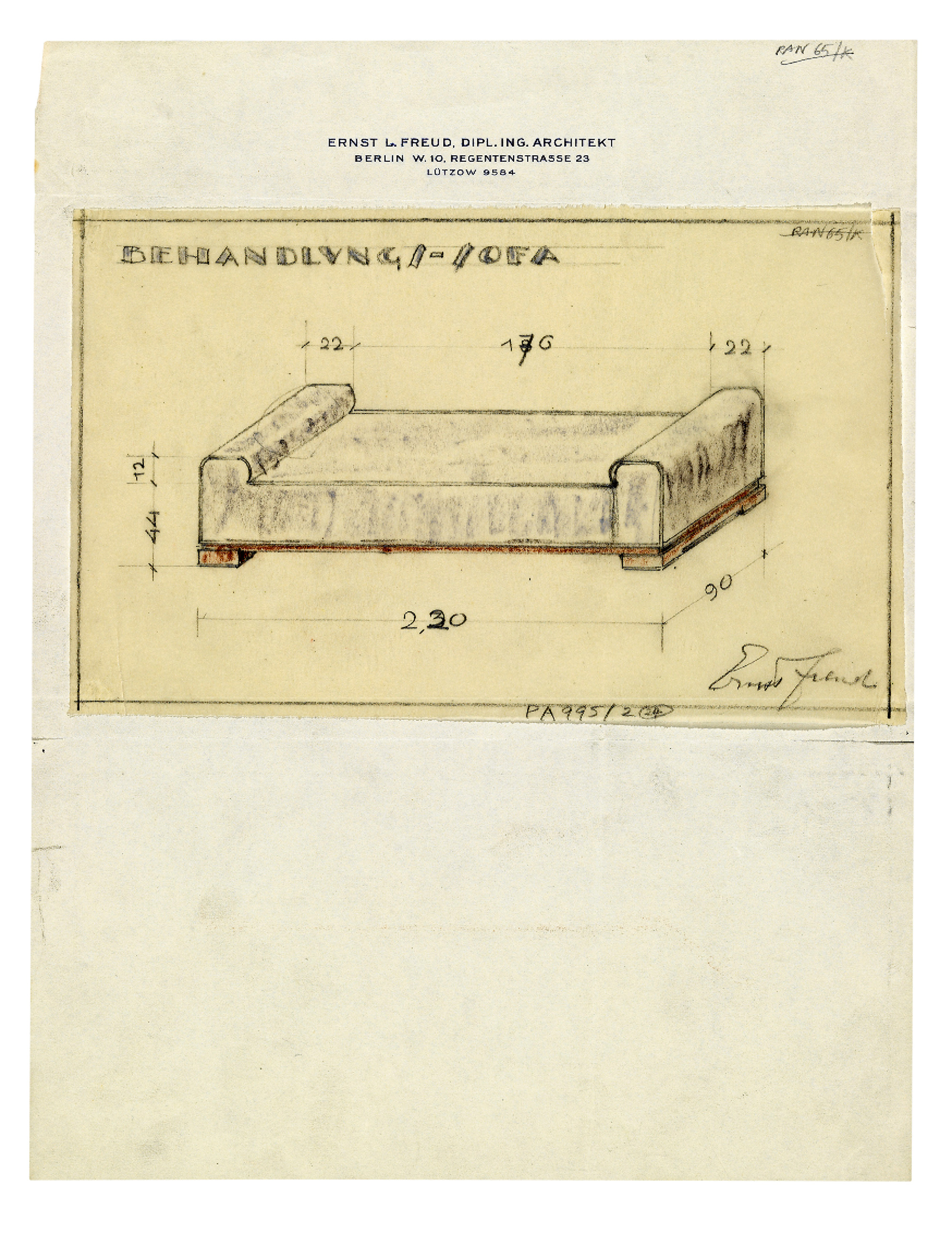 Ernst Freud’s circa nineteen twenties design for a consulting couch.