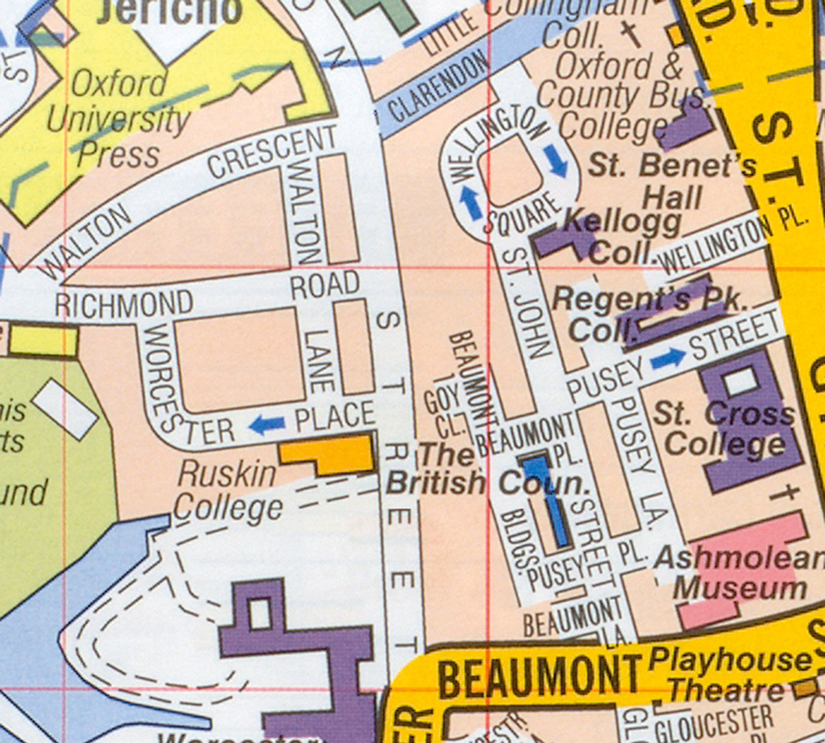 A photograph of a map showing the non-existent Goy Close in Oxford.