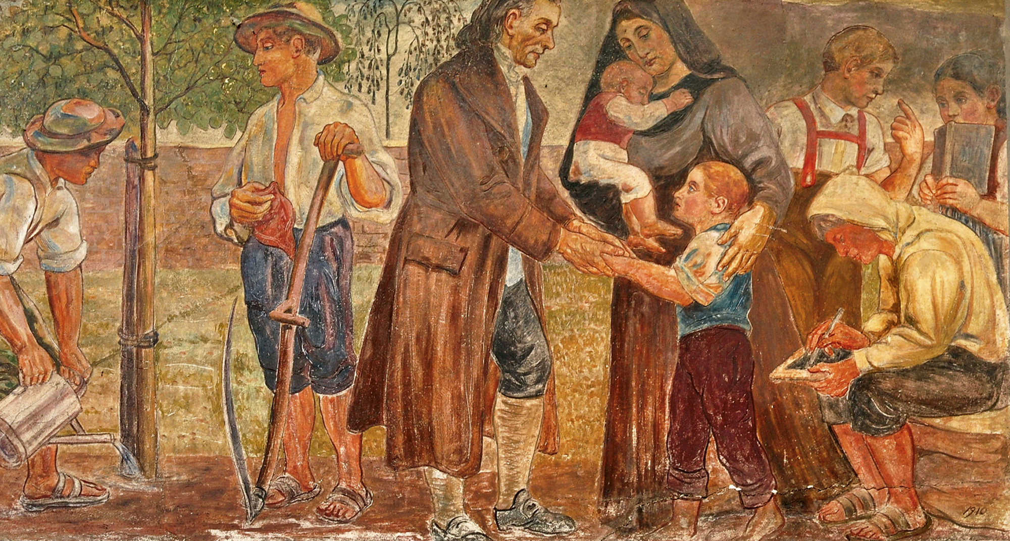 A mural in the town of Rapperswil, Switzerland, depicting Johann Heinrich Pestalozzi.