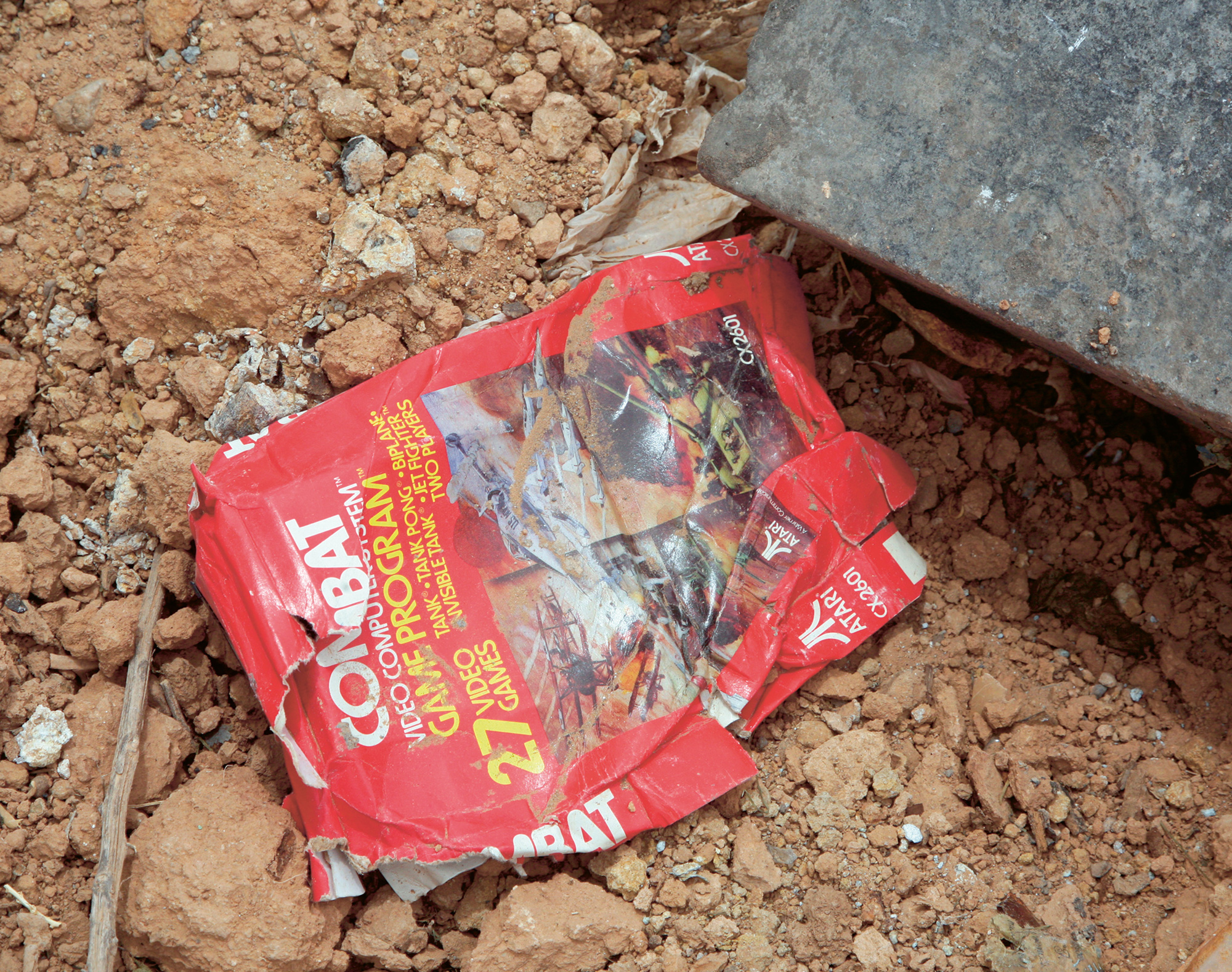 A photograph of discarded merchandise at the Atari Incorporated landfill site in Alamogordo, New Mexico.