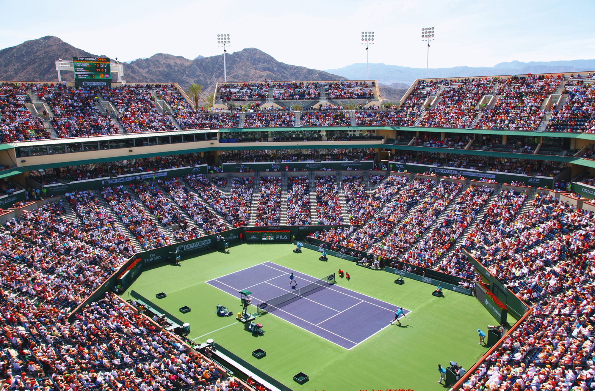 A photograph of the BNP Paribas Open at Indian Wells, California.