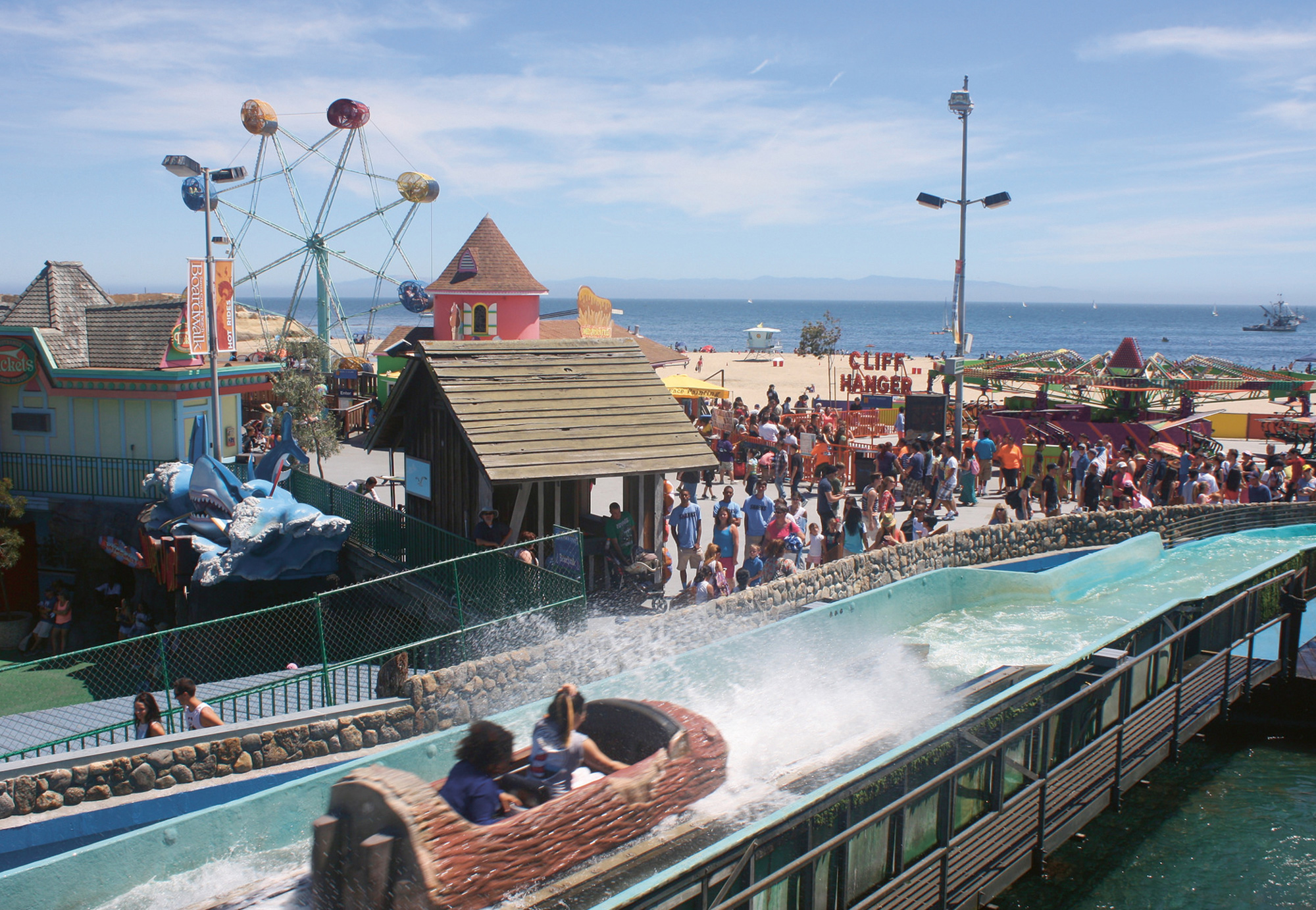 A photograph of the logging ride at Santa Cruz Beach Boardwalk Amusement Park.