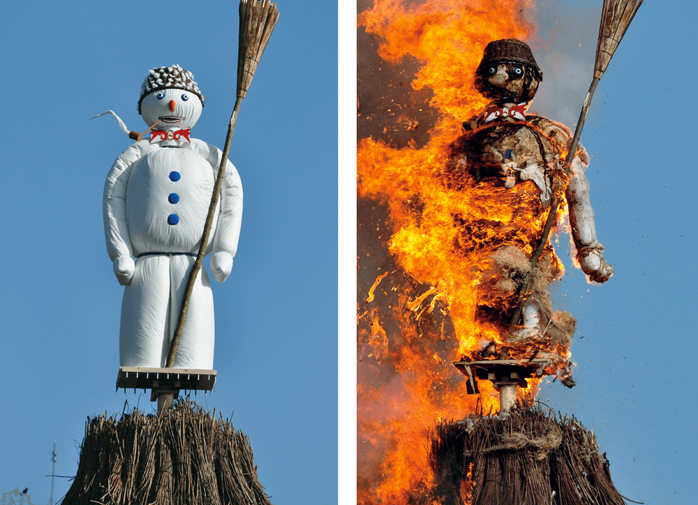 A two thousand and eleven photograph of the burning of the Böögg at the two thousand and eleven Sechseläuten festival in Zurich. 