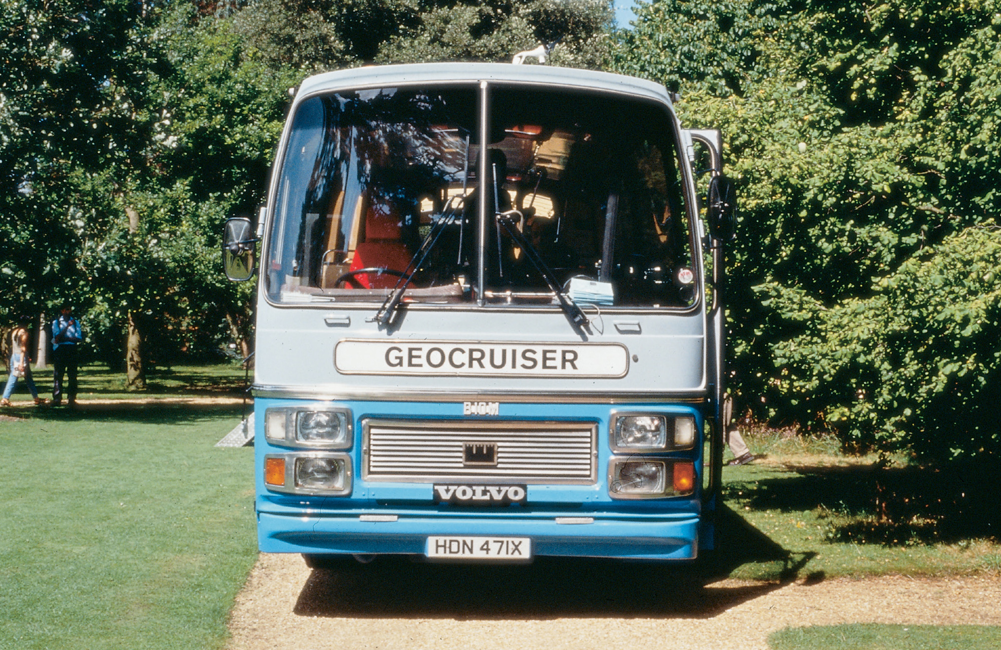 An image from an artwork entitled “Proposed Redevelopment of the Oval, Hackney E2, London” showing the exterior of a bus reconfigured as a mobile greenhouse.