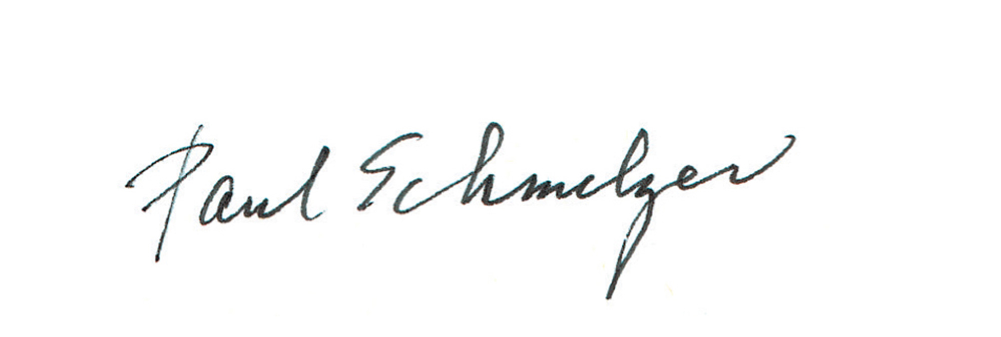 A photograph of Yoko Ono's written version of the name Paul Schmelzer.