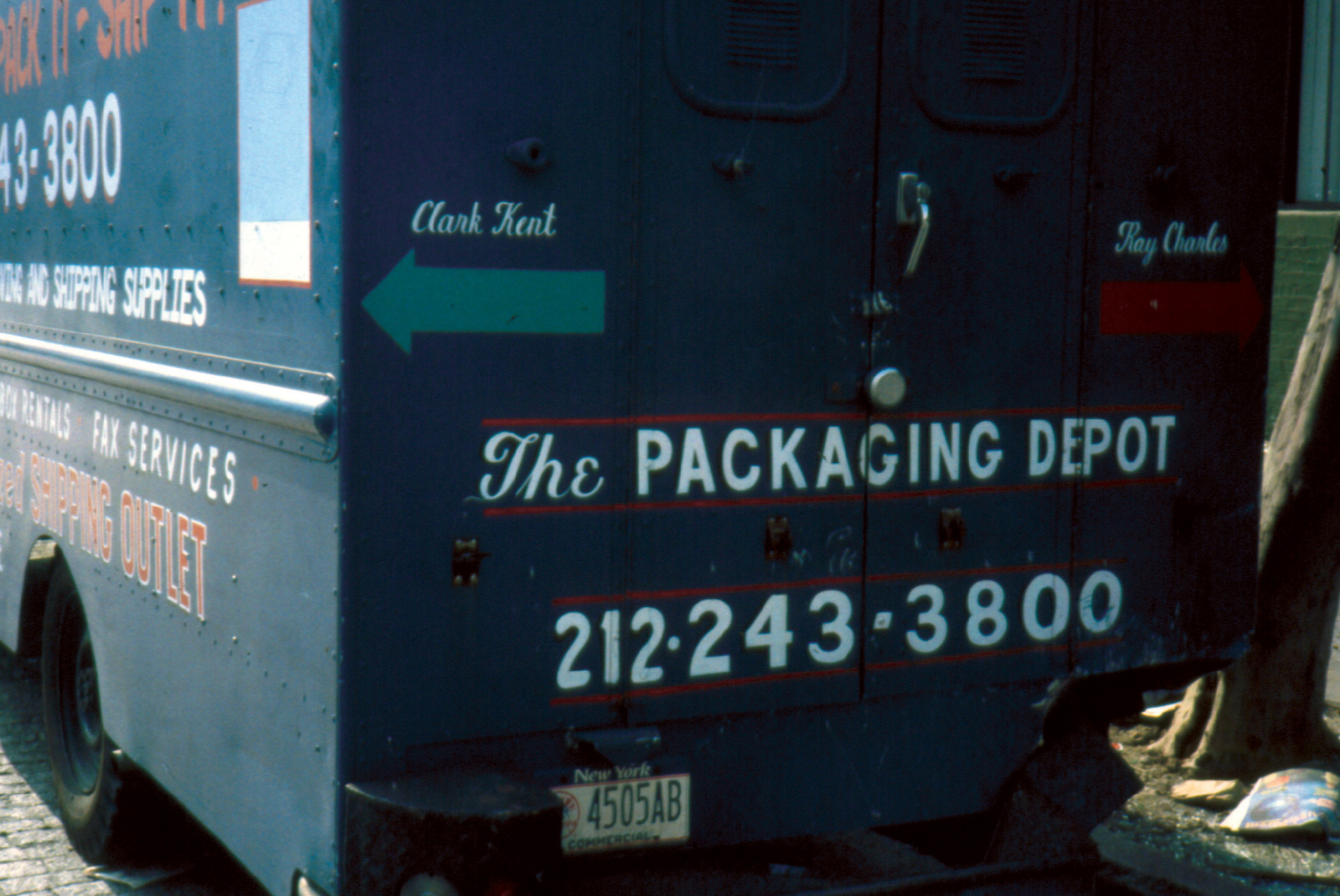 A photo by Joseph Fratesi of the back of a truck with the words 